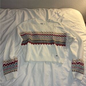 Hollister Cream Multicolor Patterned Sweater